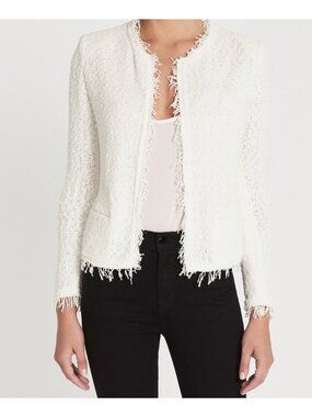 IRO Shavani Ivory Open Front Fringe Jacket Long Sleeve Short Women’s EU 34 US 0